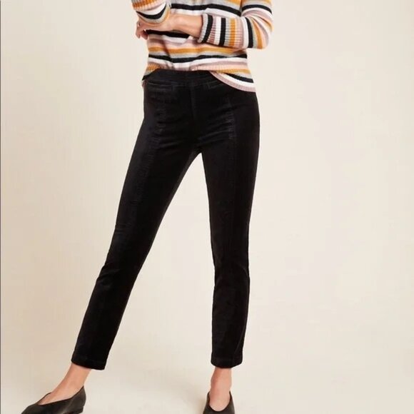 Anthropologie Pants - ✨NWT Anthropologie Black Velvet Slim Trousers | Size 4 | Office Chic✨